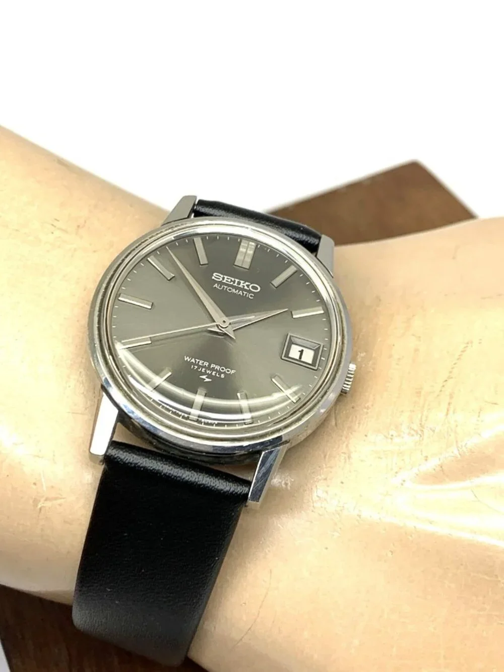 Seiko Men's Watch 7625-8033 Automatic Vintage 1968 Gray Dial Date Leather Strap - Picture 6 of 14